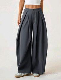 Pantaloni sartoriali a gamba larga grigio