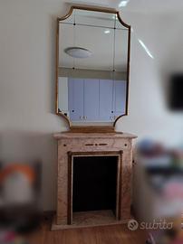 Finto camino in marmo con specchio 