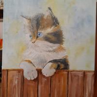 Quadro gatto olio 30x40 cm 50€