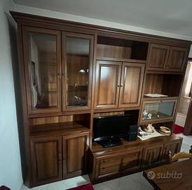 PARETE ATTREZZATA IN LEGNO TINTA NOCE