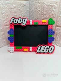 Cornice portafoto stile LEGO con nome 