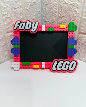 Cornice portafoto stile LEGO con nome 