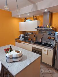 cucina acciaio con penisola, lavastoviglie,  forno