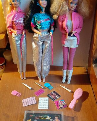 3 barbie Rockstar rokers e Derek  con accessori