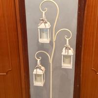 Piantana Shabby con 3 lanterne