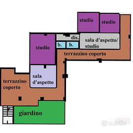 Ufficio al piano rialzato con cortile e porticato