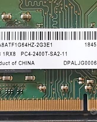 8Gb RAM DDR4 2400 MHz Sodimm Micron