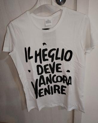T-shirt con scritta ironica nuova - M - Lotto 5 pz