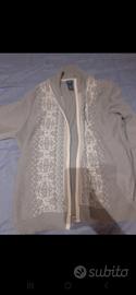 cardigan Con Zip Izod grigio chiaro bianco XL
