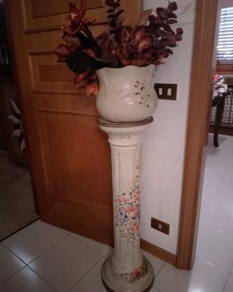 colonna con vaso in ceramica 