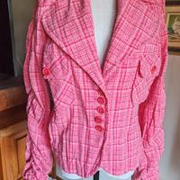 giacca blazer SISLEY tg 46 ita o XL tartan rosa