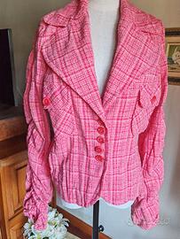 giacca blazer SISLEY tg 46 ita o XL tartan rosa