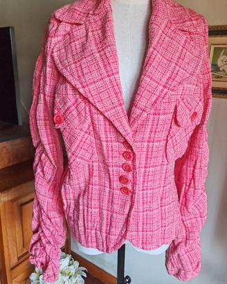 giacca blazer SISLEY tg 46 ita o XL tartan rosa