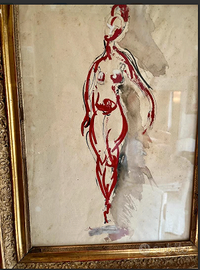 PREZIOSOdipintoASTRATTO"FiguraFEMMINILErosso"secXX