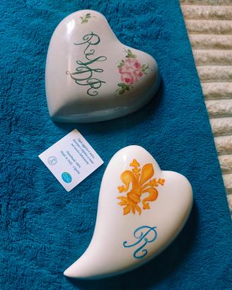 Coppia Cuori Ceramica Artigianale Liguria