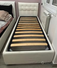 Struttura letto singolo in ecopelle con rete