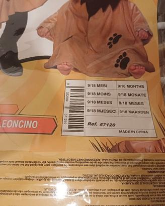 vestito maschera leone 9/18 mesi