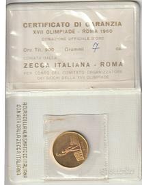 Medaglia Oro Giochi XVII Olimpiade di Roma 1960