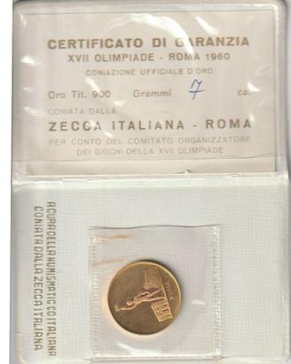 Medaglia Oro Giochi XVII Olimpiade di Roma 1960