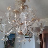 LAMPADARIO CA REZZONICO FOGLIA ORO VETRO MURANO