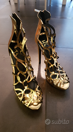 Sandali Vernice Oro LFL USA tacco 13 TG 40.5