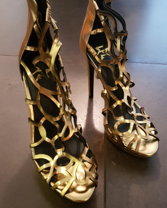 Sandali Vernice Oro LFL USA tacco 13 TG 40.5