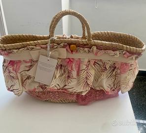 Borsa mare PHO Firenze in paglia con volant