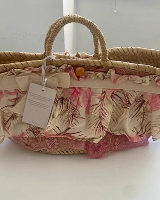 Borsa mare PHO Firenze in paglia con volant