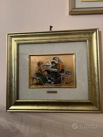 Quadro vintage P. Manna con cornice dorata