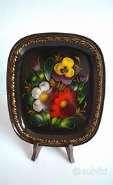 Vassoio sovietico piccolo dipinto a mano