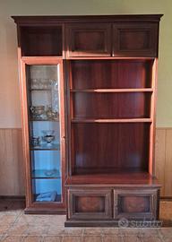 LIBRERIA CON VETRINA-MOBILE TV IN LEGNO MASSICCIO