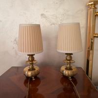 Lampade da comodino in ottone con paralume beige
