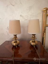 Lampade da comodino in ottone con paralume beige