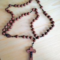 Rosario vintage di Lourdes da parete in legno 