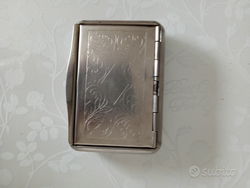 Porta sigarette o tabacco anni 40 in peltro