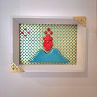 Vesuvio  con cuore  sacro ceramica artistica