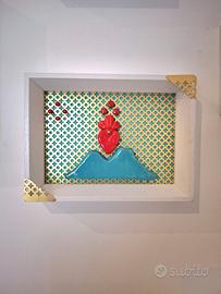 Vesuvio  con cuore  sacro ceramica artistica