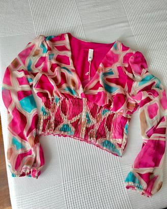 Camicetta rosa multicolor