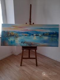 Quadro dipinto a mano paesaggio laghi brianza