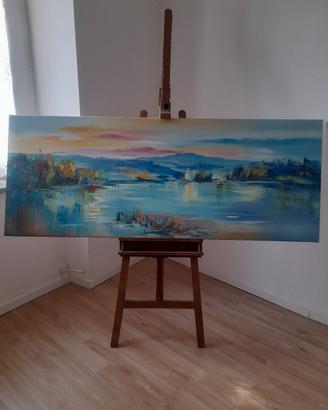 Quadro dipinto a mano paesaggio laghi brianza