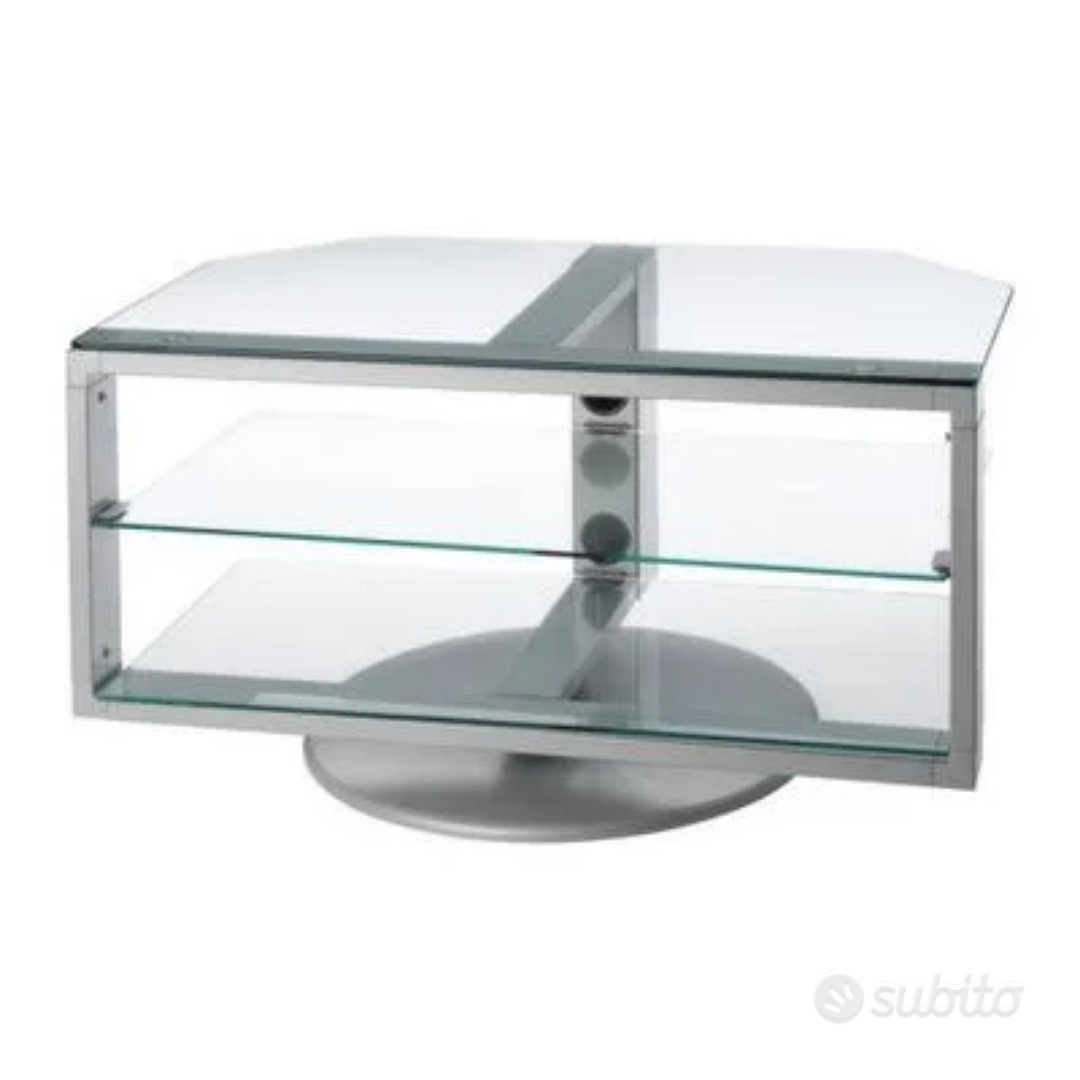 Base Girevole Per TV E PC In Vetro Temperato Satinato 88x27 Cm - Italiana, Peso Max 40 Kg