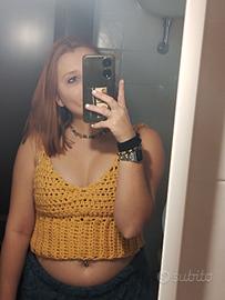 top giallo acrilico handmade uncinett 