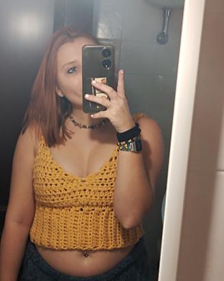 top giallo acrilico handmade uncinett 