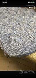 Copertina x lettino neofatta a mano in lana merino