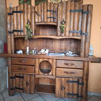 credenza in legno.massello anni 60  e tavolo idem