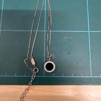 Collana argento e ciondolo in pietra nera