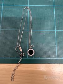 Collana argento e ciondolo in pietra nera