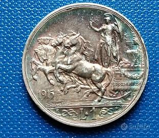 REGNO V.E.III° 1 LIRA 1915 NC,AG 5 GRAMMI,QFDC FDC