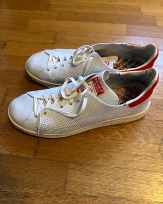 Adidas Stan Smith Primeknit tg. 42 bianco rosso