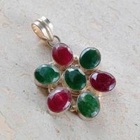 Ciondolo Argento Sterling, Rubino & Smeraldo